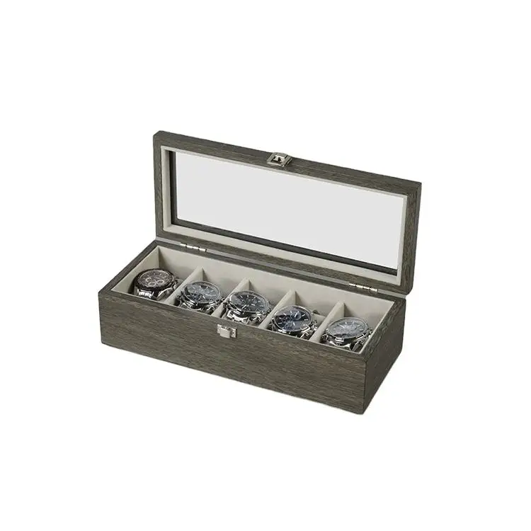 Handmade Customized 5 Slot Display Case Watch Box High Grade Opening Style Gift Watch Organizer Storage Wooden Box For Watch