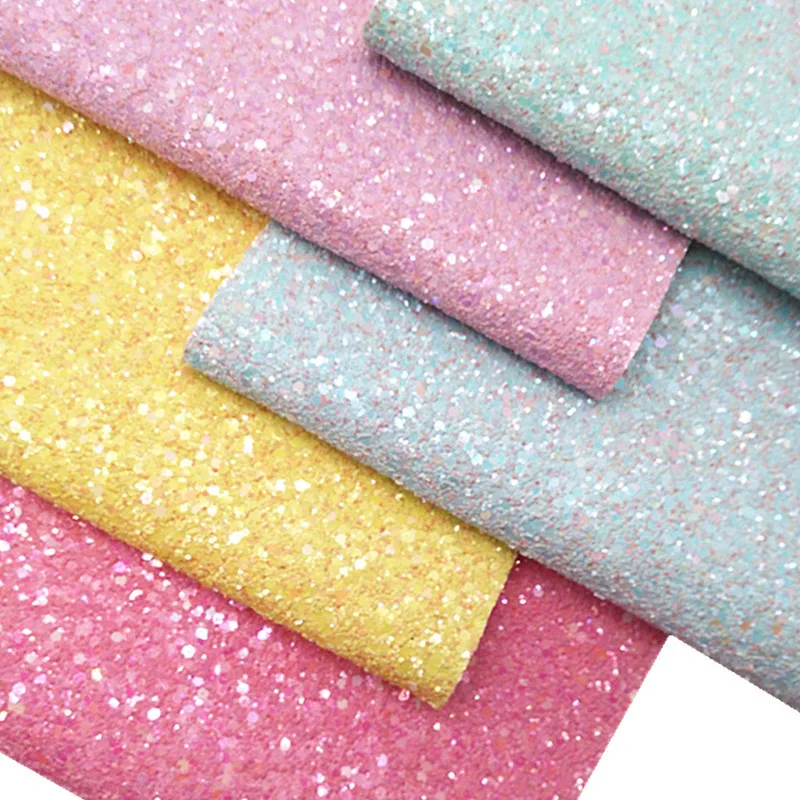 New Designer 1 mm A4 Size Laserable Chunky Shimmer Vegan Shiny Rexine PU Glitter Leather Sheets for Crafting DIY Shoes Bags Bows