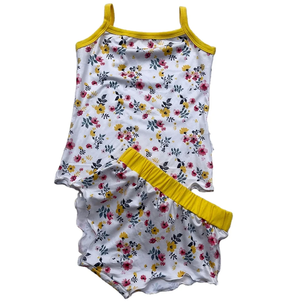 Custom Infants and Toddlers Girls clothing sets Boutique Tank Top Suit Summer Girls Flower T-Shirt Shorts Two-Piece Set