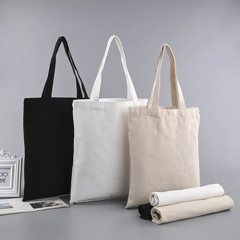 Custom Logo Printed Reusable Shopping Bag Size Square Zip Cotton Canvas Shoulder Bag With Zipper