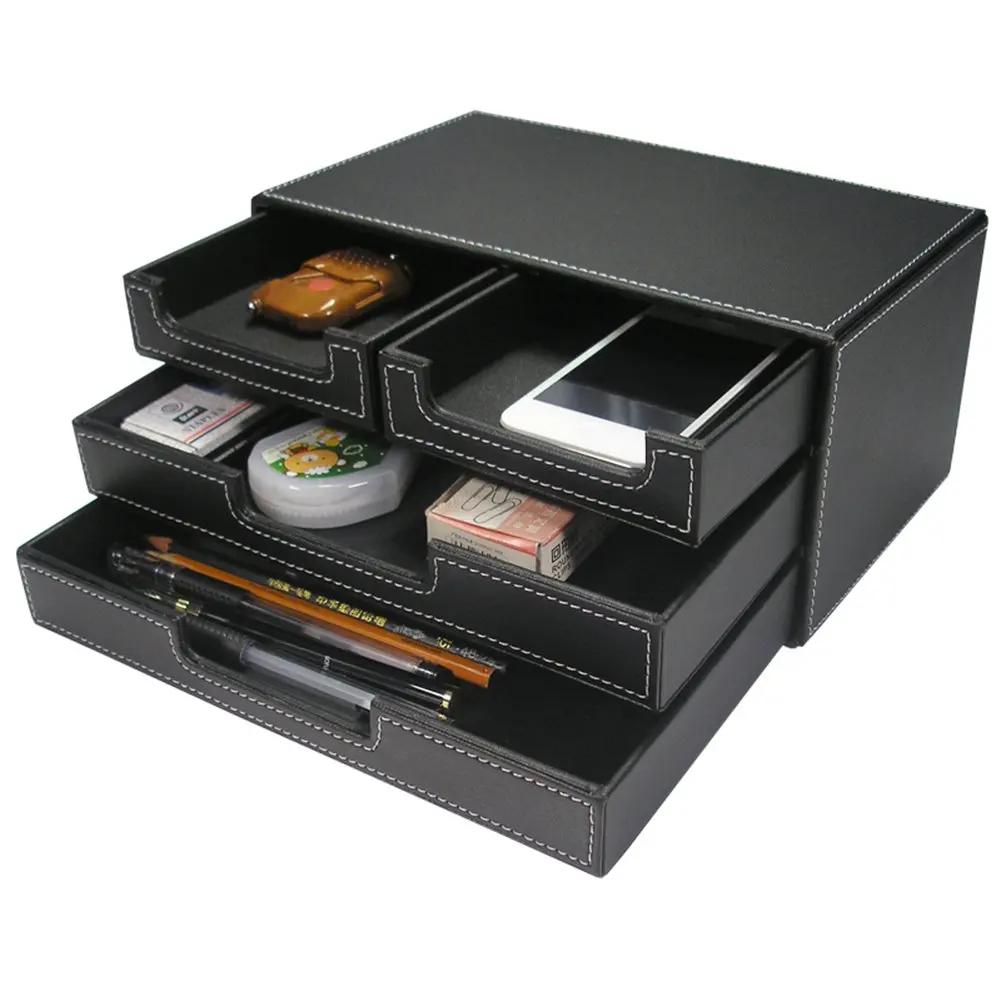 Desktop storage box office storage cabinet multifunctional creative home storage leather file tray