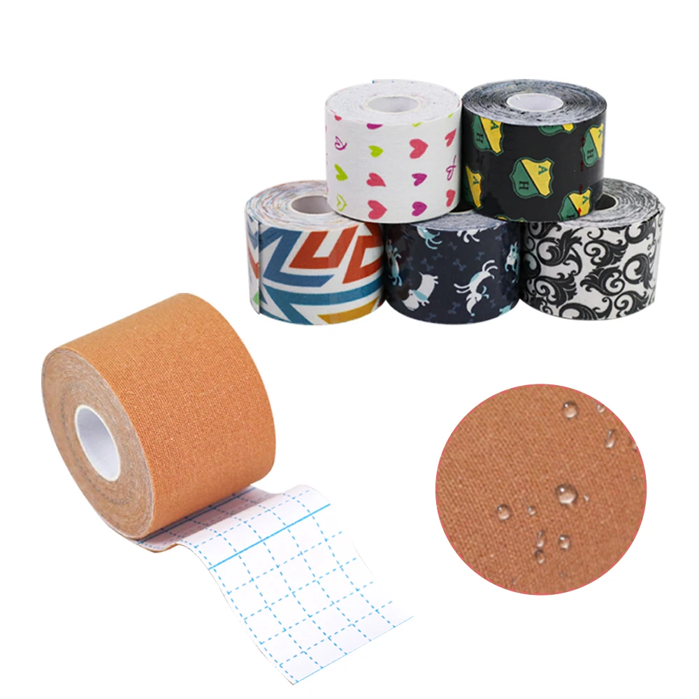 Ce Iso Certified 5m Sports Muscle Kinesiology Tape Custom Athletic Cotton Kinesiologico Tape with Logo Accepted 10 cm Width