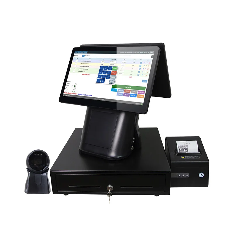 15.6' Touch Screen Restaurant Terminal Payment Machine All in One Point of Sale Windows caisse machine POS System with Printer
