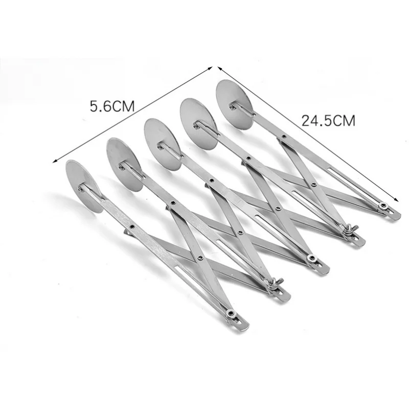Expandable Stainless Steel Multifunctional Pizza Slicer, Flexible Pastry Cutter Dough Wheel Cutting Divider for Pie Cake