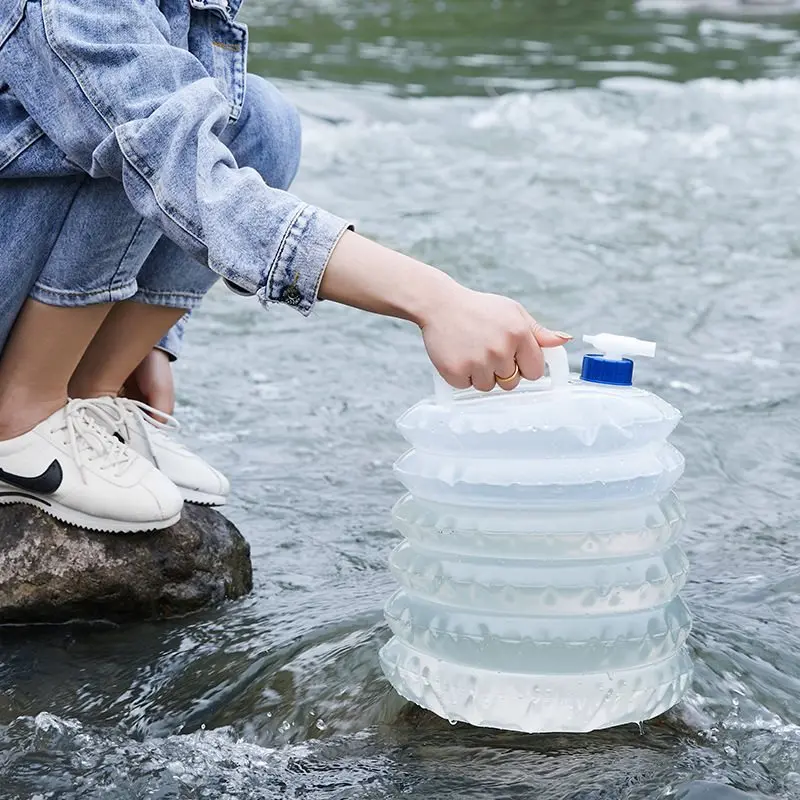 IRONDONKEY 10L Outdoor Retractable Bucket Drinking Water Container On Foot With Faucet Folding Camping Water Bag