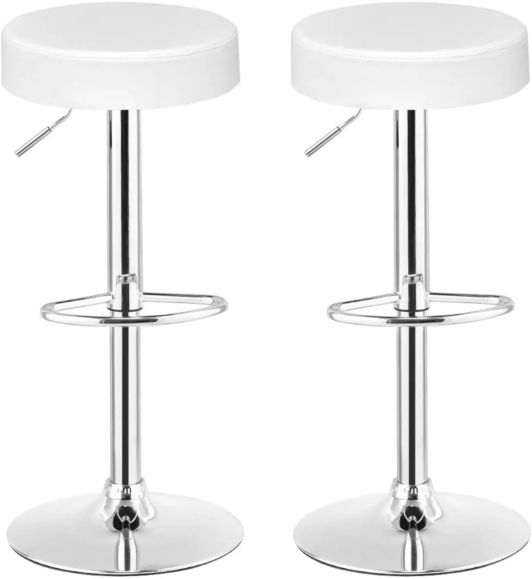 Backless round leather top bar stools Hydraulic Metal Base  Pub Stools for Kitchen Use SM-4129