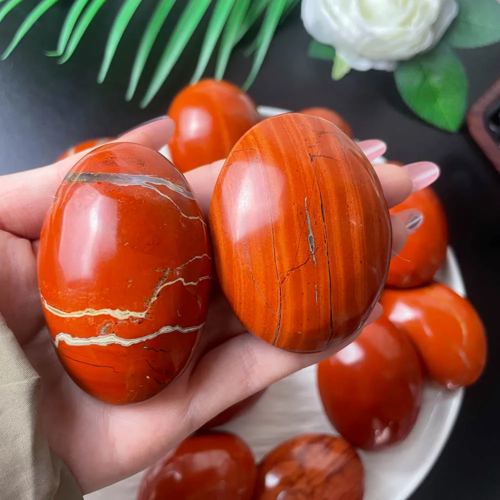 Hot Selling Natural Red Jade Healing Stone Red Jasper Palm Stone For Home Decoration Or Gift