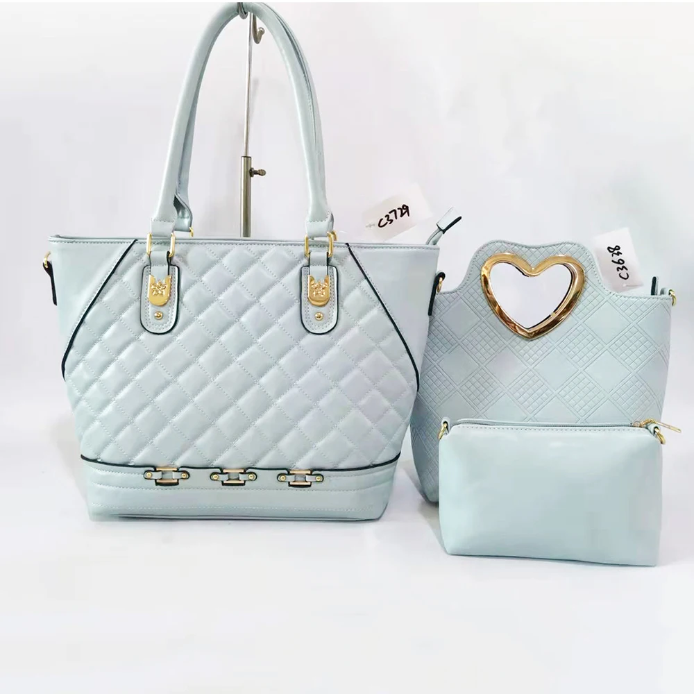 3PCS WOMEN FASHION EMBOSSED PATTERN HANDBAG SET