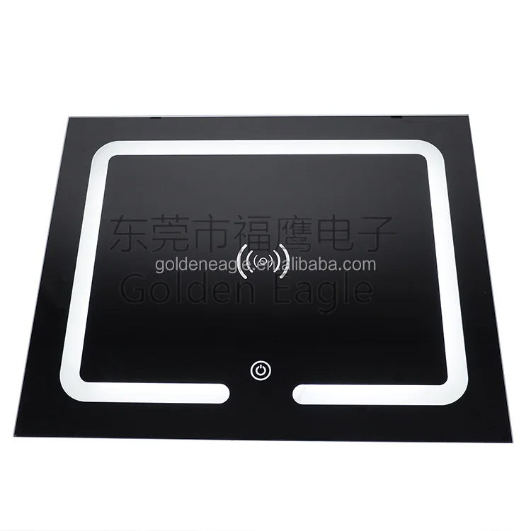 Multi functional Smart Glass LED Light touch screen usb bluetooth beside table Qi Wireless Charger module Panel for iphone watch