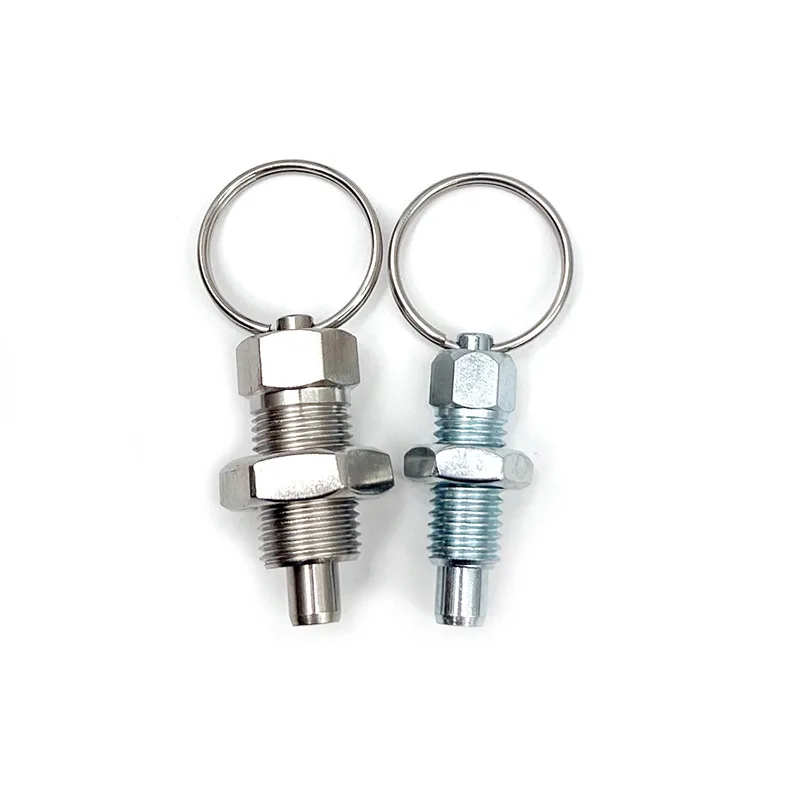 Factory Custom Zinc Plated Steel Thread And Nut Steel Spring Loaded Indexing Plunger Pin with Pull Ring