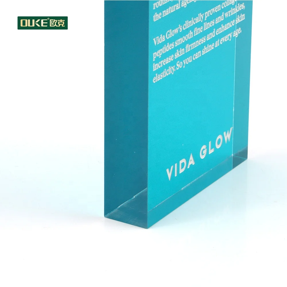 Custom 20mm Clear Acrylic  Block  Display Acrylic Logo Block