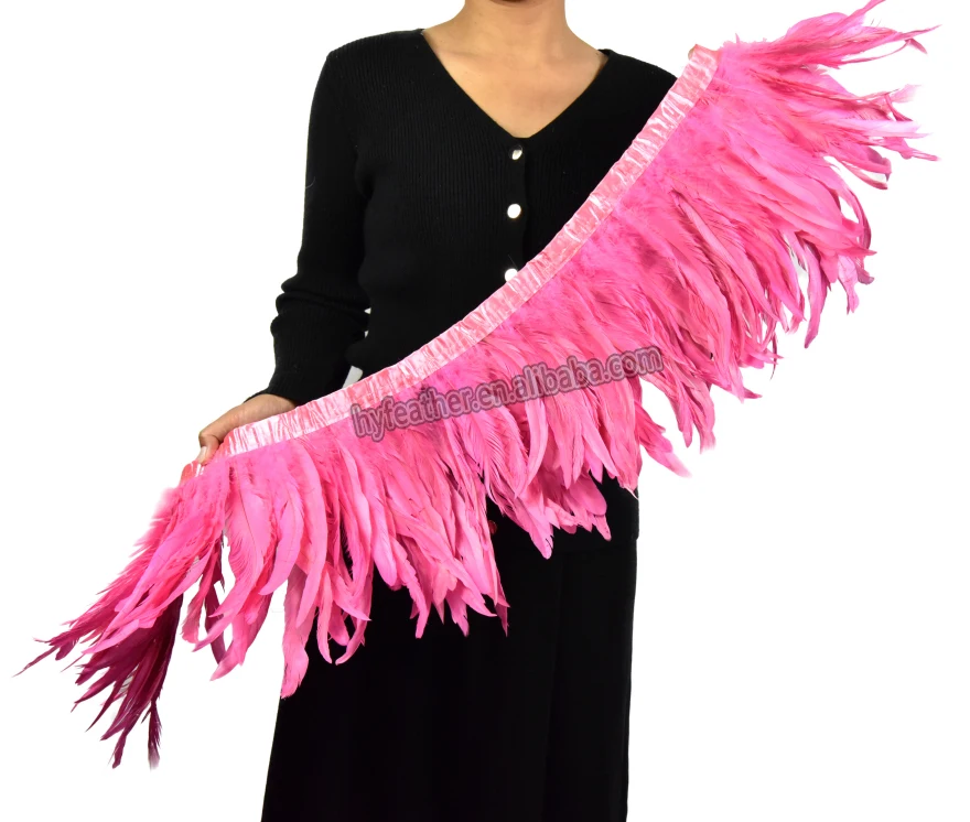 Hot Sale Cheap Feathers Trimming For Carnival Costumes Wedding Chicken Rooster Coque Tail Fringe Feather Trim For Craft