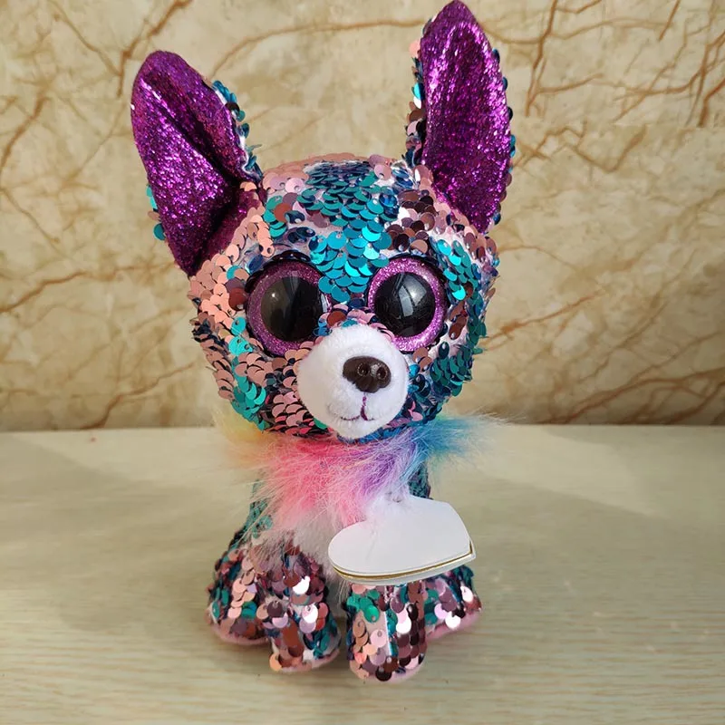 Big eye sequin plush Beanie Boos Unicorn Big Eyes 15cm Plush Toy Doll Kawaii Ty Stuffed Animals For Babies Christmas Gifts