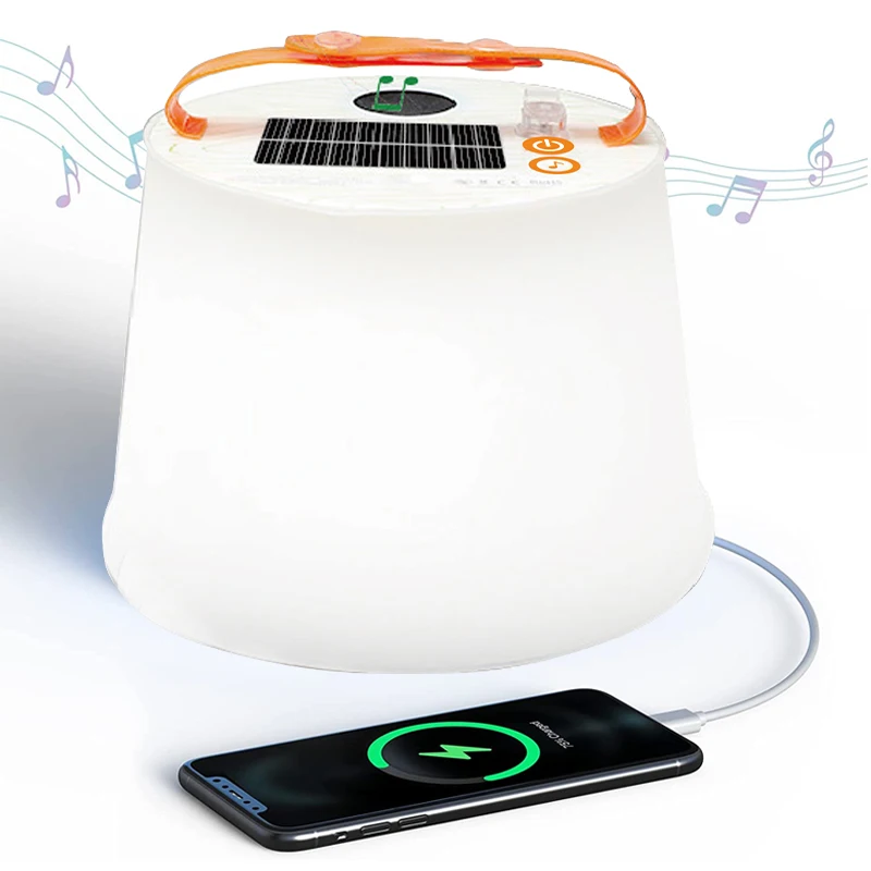 IP66 Waterproof collapsible Rechargeable solar Inflatablecamping light with Bluetooth Speaker for Camping Hiking Emergency