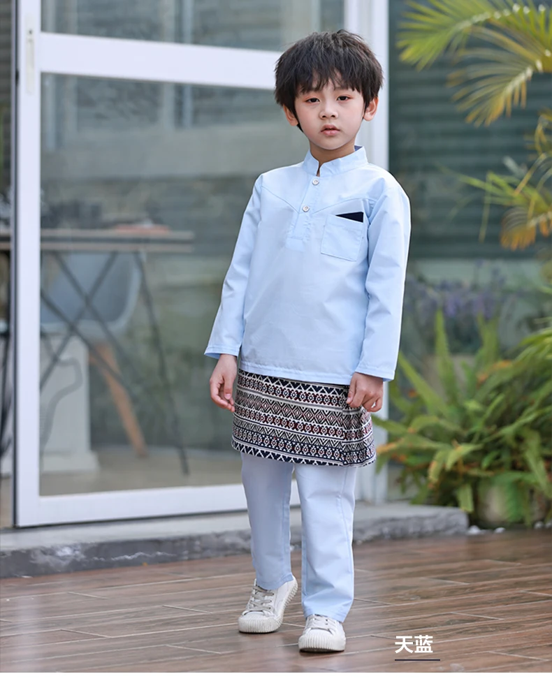 New Style Fashional Baby Boy Muslim Kids Clothes Designed 7-12Y Children Baby Muslimah Clothing Sets