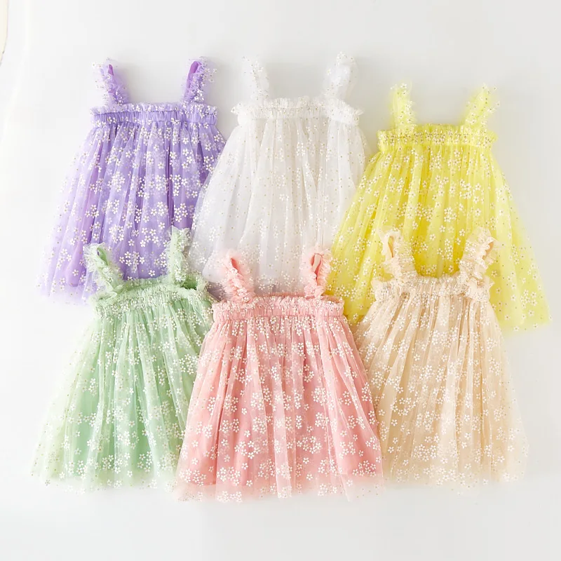 summer wholesale infant baby girls tutu dresses tulle princess dress Sequined fashion party outfit kids clothing dg063