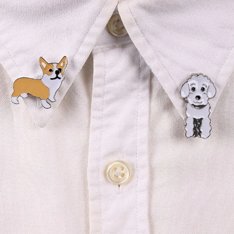 China good quality factory directly sale animals metal pins badge wholesale custom cartoon soft enamel pin corgi with jackets