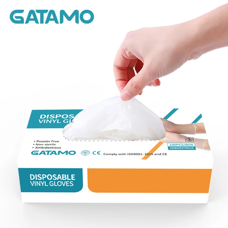 
C1 clear cheap transparent PVC gloves vinyl food grade service powder free soft vinyl gloves powder free 