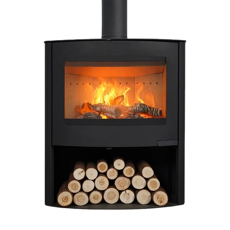 Modern ECO Design Luxury Indoor Wood Burning Fireplaces Freestanding Steel Stoves Without Remote Control