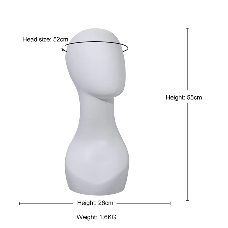 HUAYANG High Quality egg no Face white Black Faceless Mannequin Head for Hat