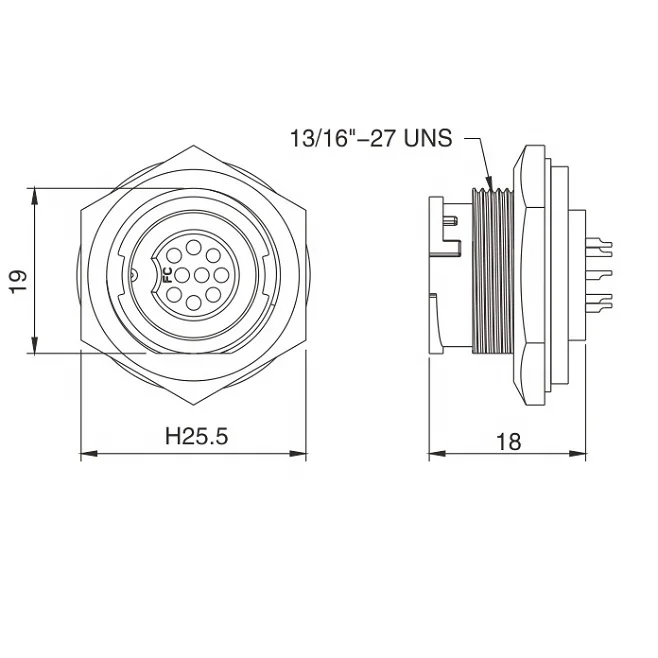 Finecables Plastic 8 9pin IP67 Panel Mount Quick Lock M16 Connectors