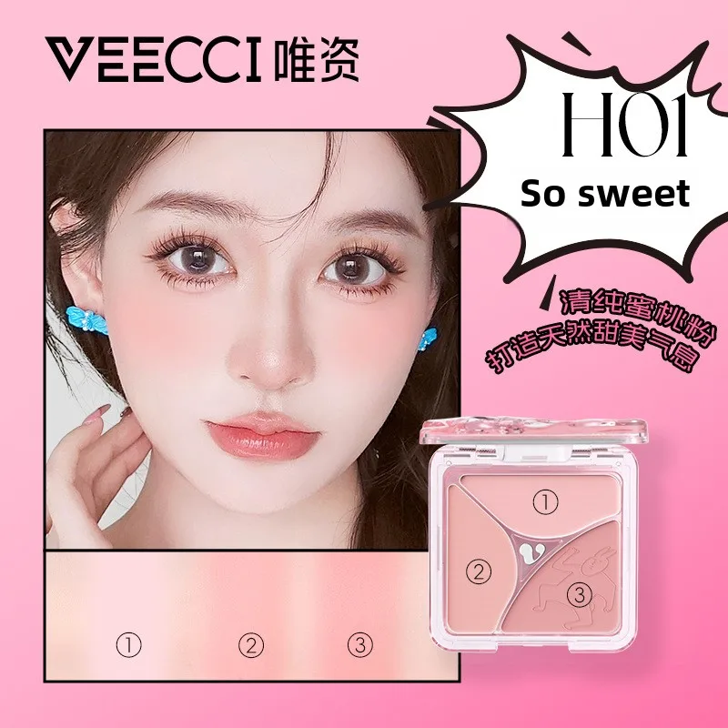 Veecci X Pink Rabbit Emotional Code Blush Palette Three-Color Expanding Cheek and Four-Color Highlight blush