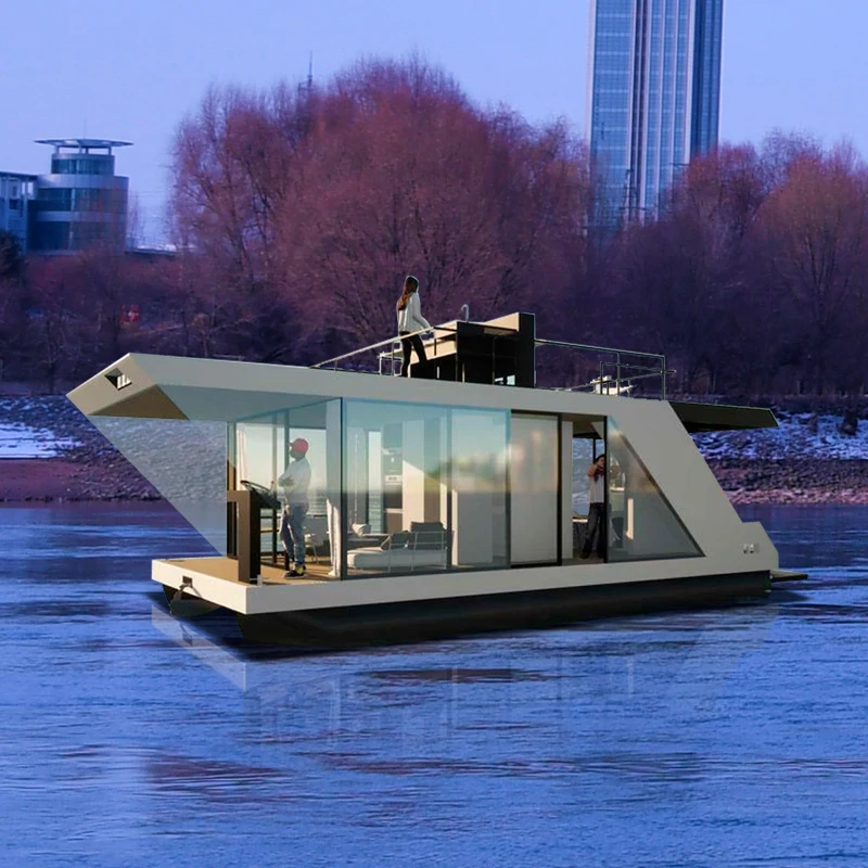 Modern Water Hotel Floating House Houseboat Holiday Party Boat Prefab House Floating Villa Restaurant Mobile House Boathouse