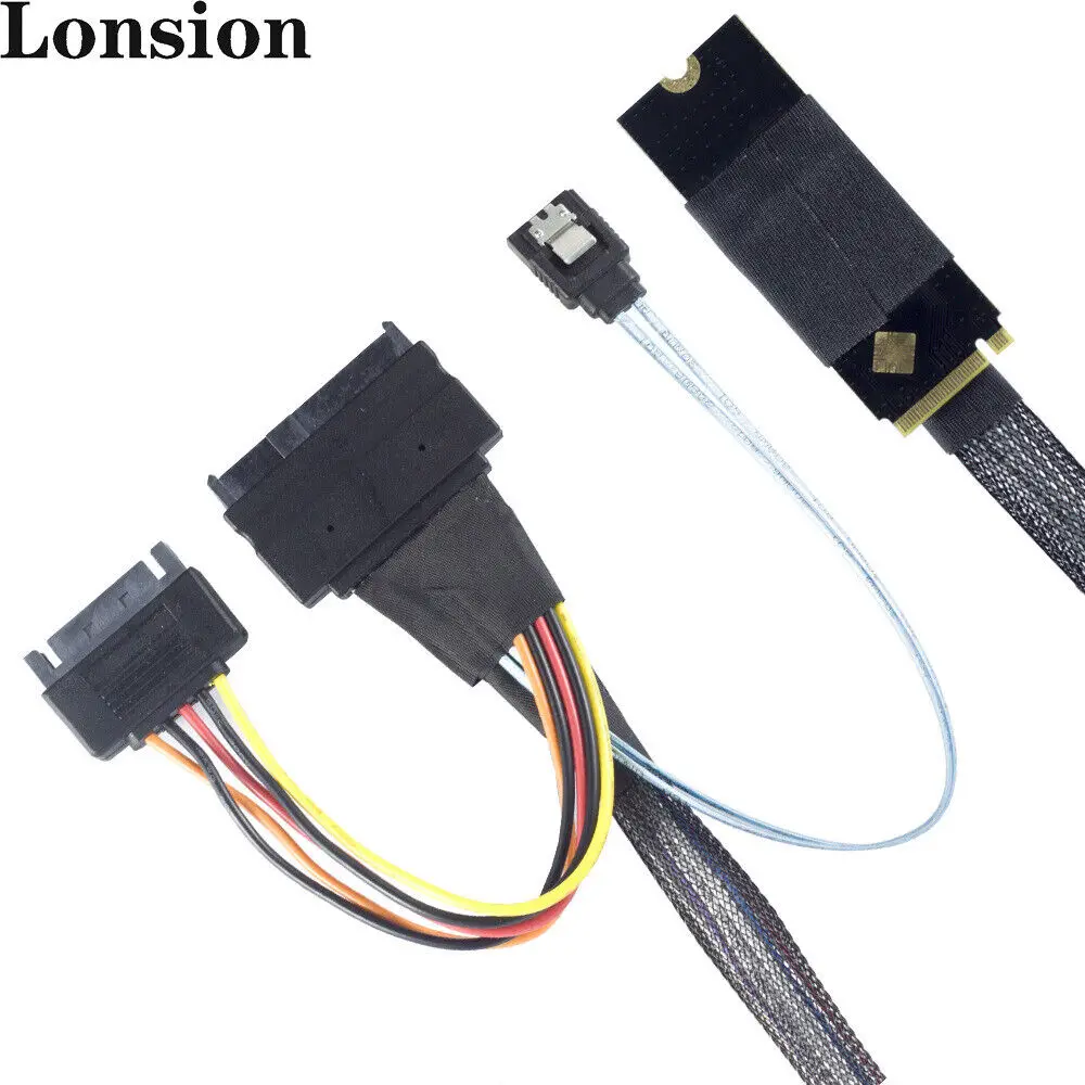 M. 2 SFF-8643 to U.2 SAS SFF-8639 with SATA 15P and 7P Server Adapter Cable