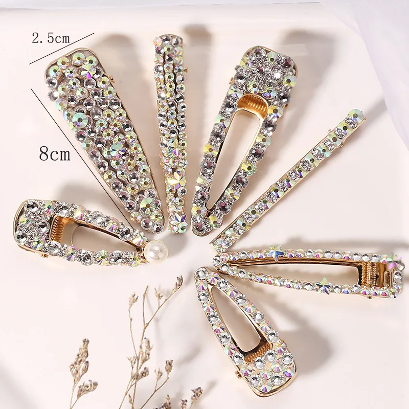 Fashionable rhinestone hair clips geometry duck bill hairpin women hair accessories