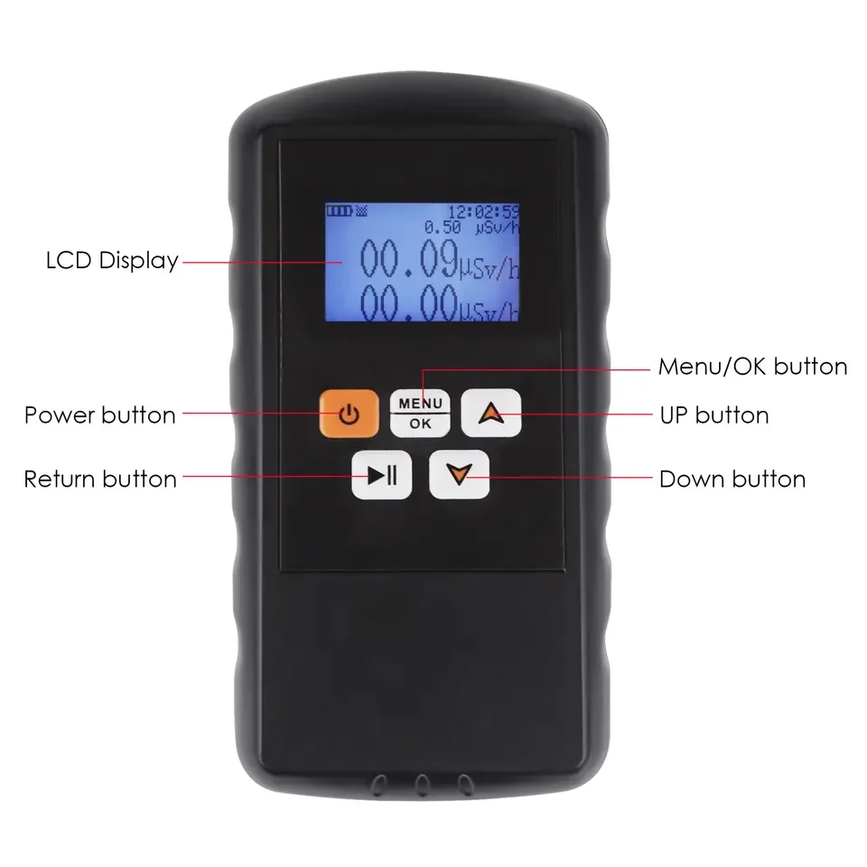 Digital Nuclear Radiation Detector Dosimeter Geiger Counter Dose Device Monitor Portable with Dosage Rate Alarm
