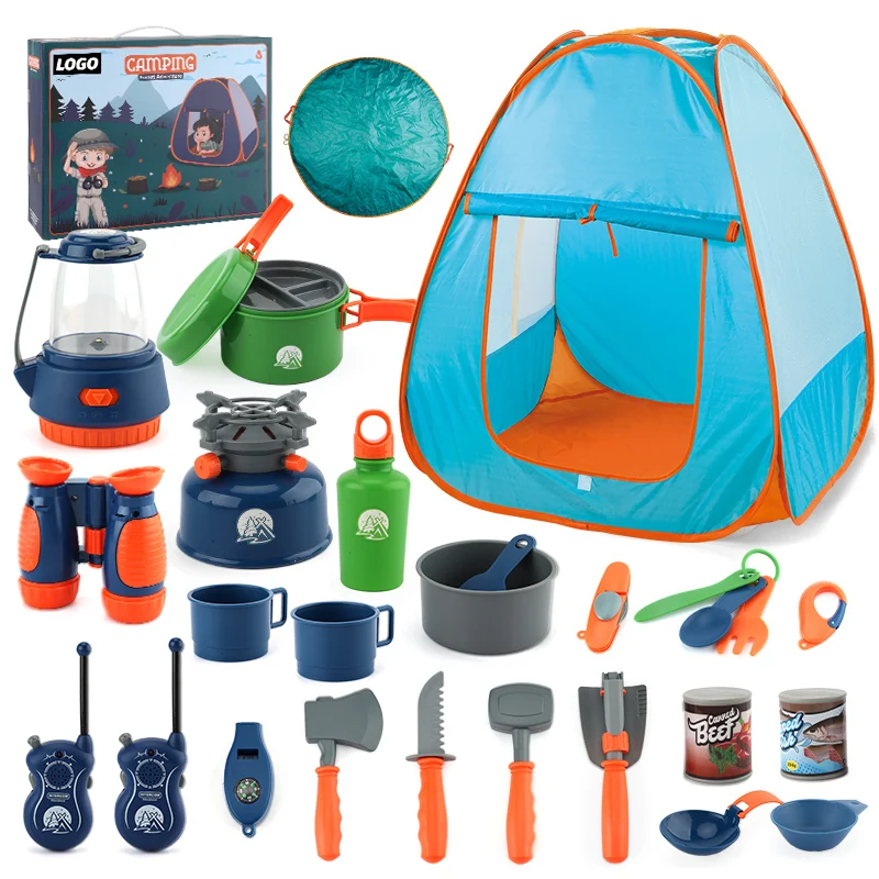 Zhorya Pop Up Tent Camping Gear Set Kids Play Tent Toys 29pcs Children Outdoor Camping Hiking Set