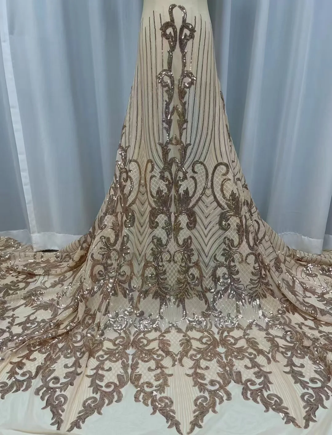 wholesale price sequin embroidery lace fabric African lace American wedding dress fashion embroidered cloth