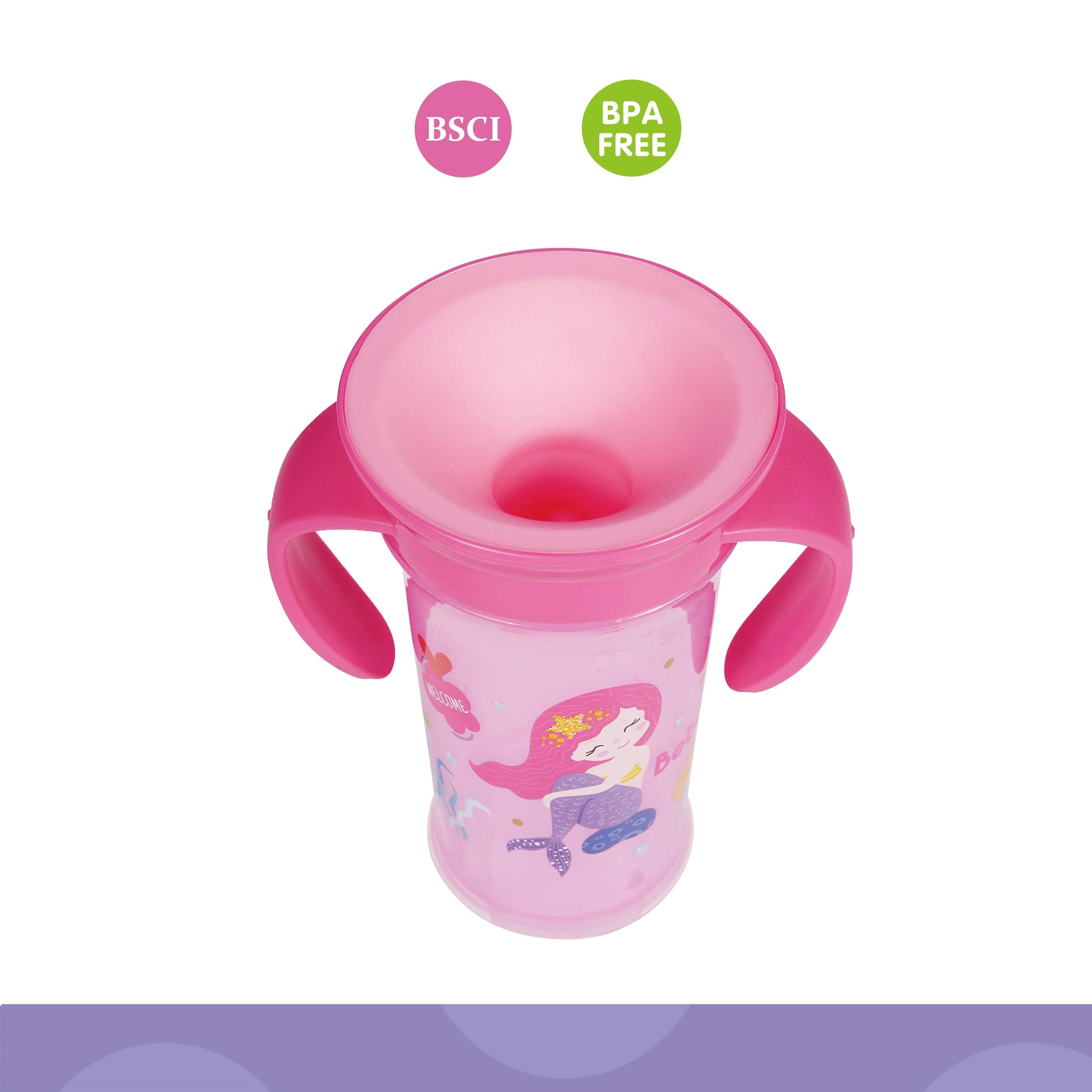 7oz /210ml PP Baby 360 Degree Natural Drinking Cup With Double Handle