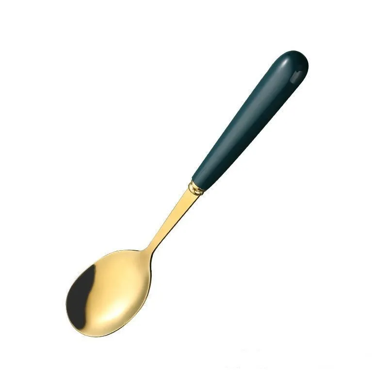 Stainless steel spoon household creative long handle round head soup spoon western food spoon
