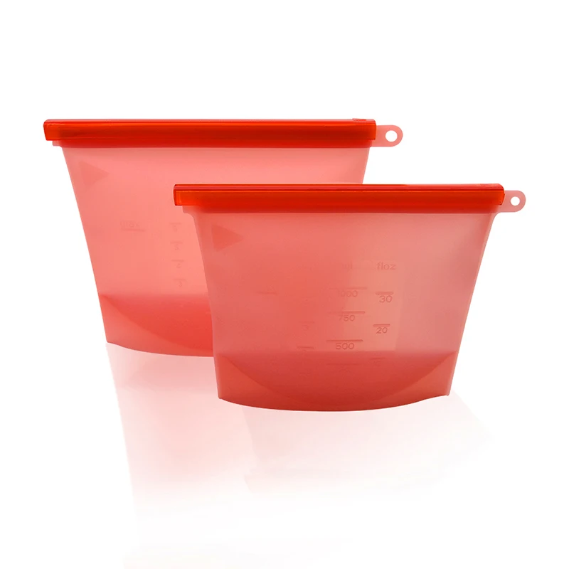 500ML Food Grade  Leakproof Silicone Food Storage Bag Reusable Sandwich Food Bags