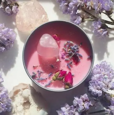 Dried Jasmine Rose Petal Custom Tin Luxury Energy Crystal Aroma Therapy Vanilla Scented Candles