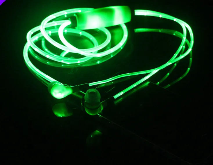Luminous Streamer with wheat luminous headphones LED metal fashion flash wire-controlled headphones
