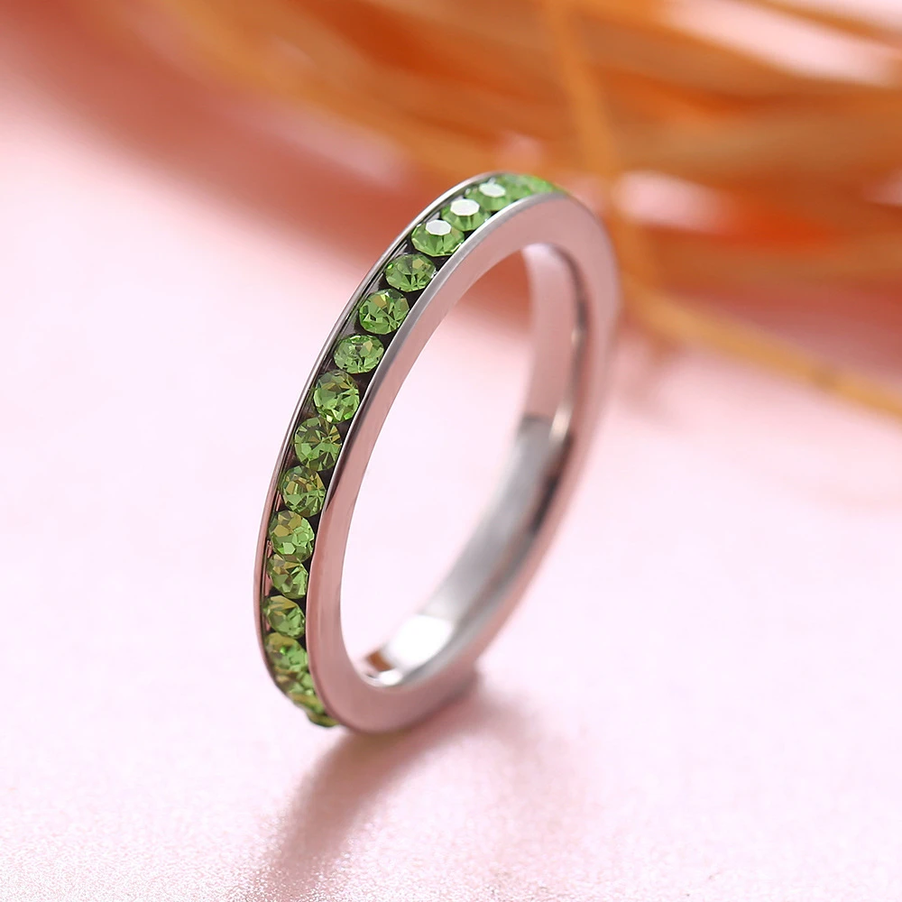 stainless steel zodiac blue ombre sapphire zircon tiny man raw birthstone rings