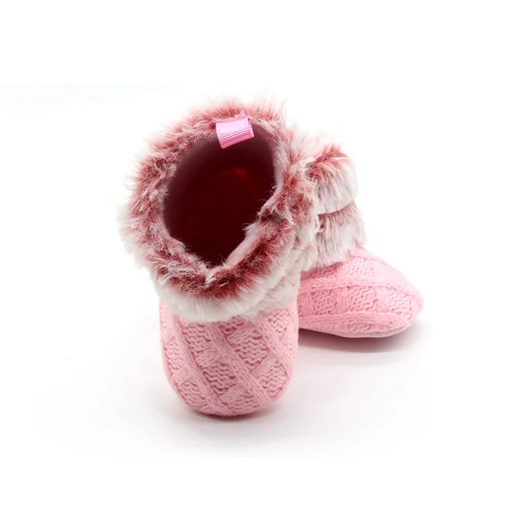 Sheared Plush Pink Soft Sole Baby Boots