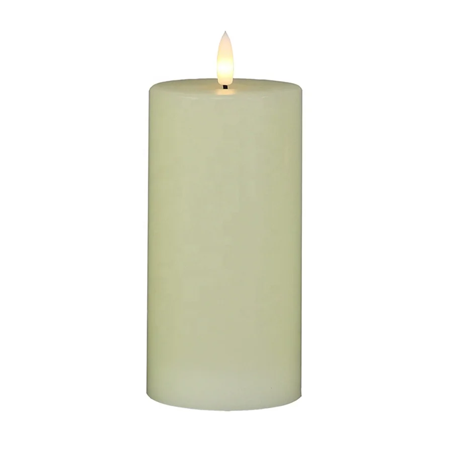 Home Decor Unscented Smokeless Flameless Battery Operated High Quality 3D Flame Wax Pillar Led Candle for Wedding