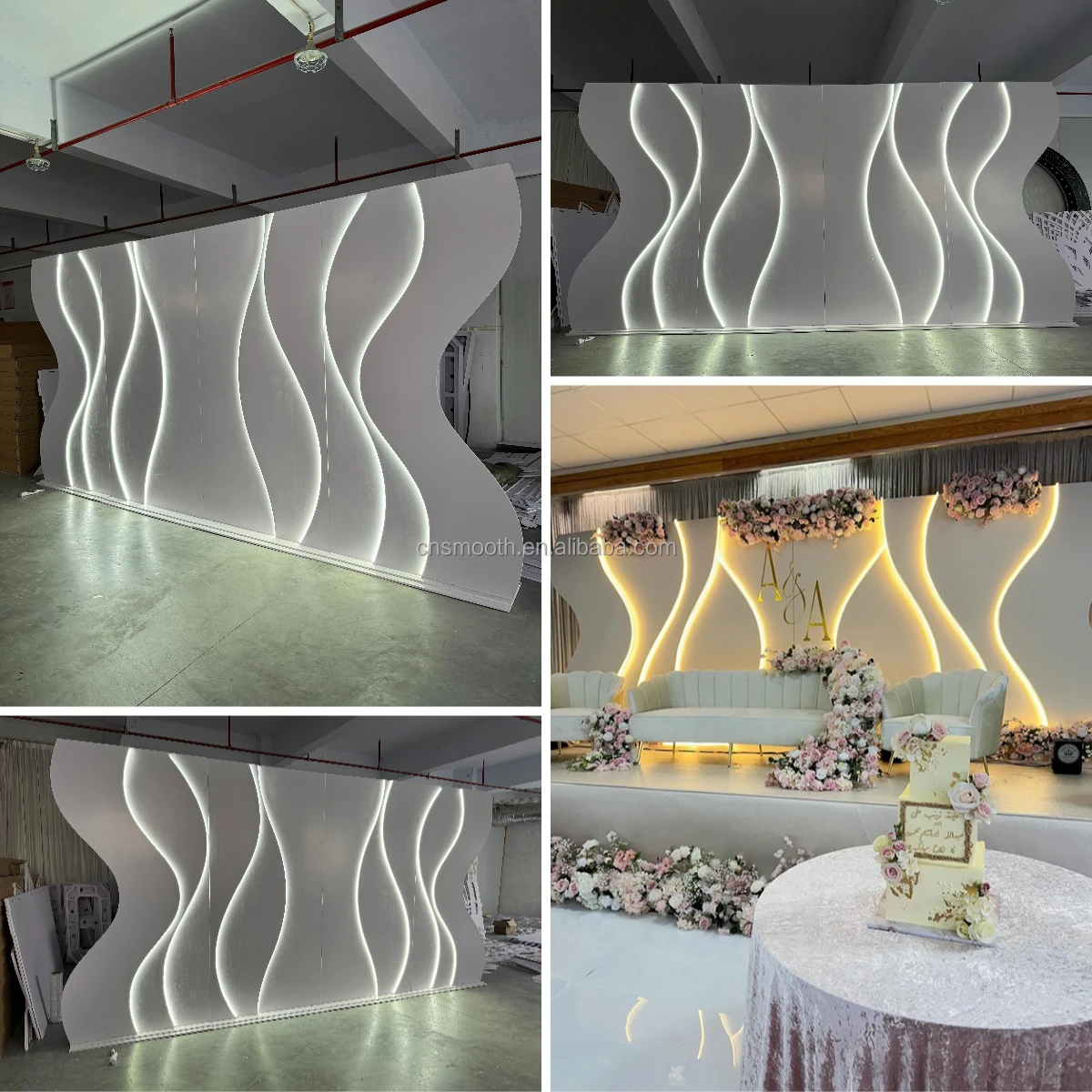SMOOTH Popular Wedding Stage Backdrop Led Lights PVC Flower Backdrop Event Decoration Acrylic Stage Backdrop For Birthday Party