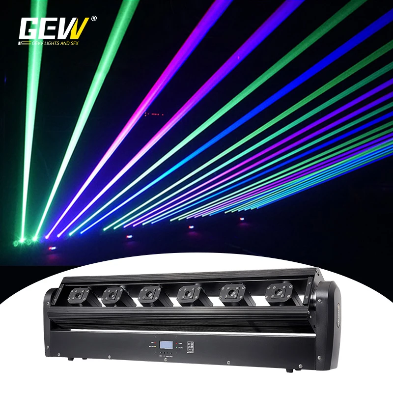 GEVV Professional Stage Equipment Dmx RGBW Lazer Lights 500mw Six 6 Eyes Moving Head Laser Light for DJ Disco Bar Club