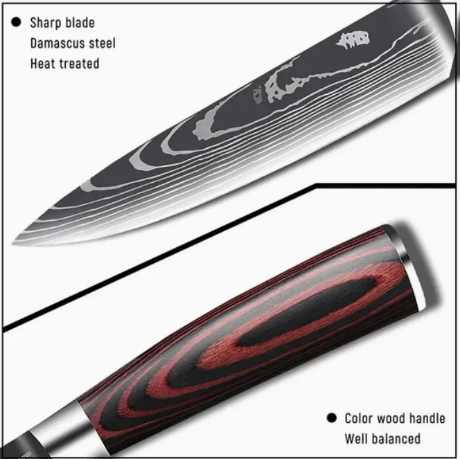 Professional Chef Kitchen Knife Forged Metal and Stainless Steel Wood Handle with Stainless Steel Gift Box Included