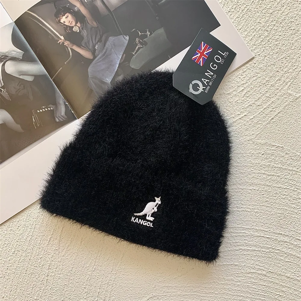high quality Embroidery logo Solid Fashion knit beanie mohair Soft  Ethical  Mohair Wool Hat for women