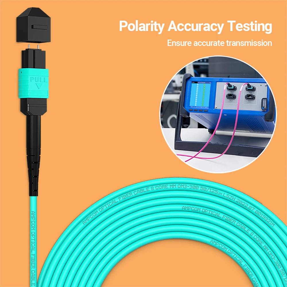 AMPCOM MPO/MTP to MPO/MTP Type B Fiber Patch Cord OS1/2 OM3 OM4 OM5 8/12/24 Cores Trunk Cable for 10G QSFP+ 100G QSFP28