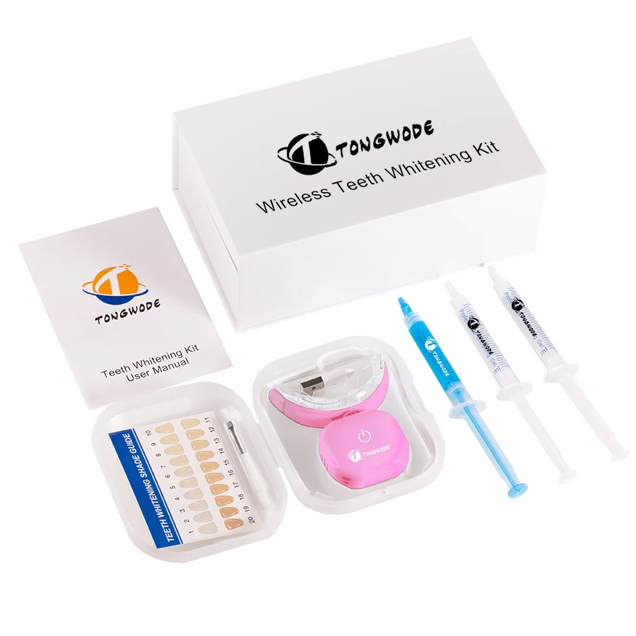 2023 TONGWODE Teeth Whitening Kit with Gel LED Blue Red Light Wholesale Dental Wireless Home Use Custom Private Label Logo