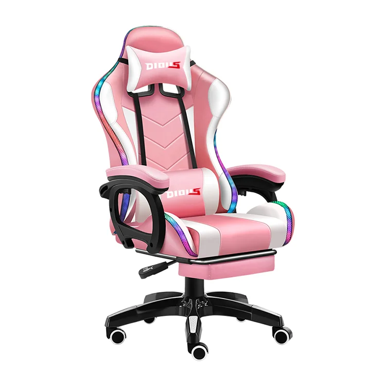 custom hot sale pu leather pc computer racing massage gaming chair silla gamer rgb gaming chair with lights and speakers