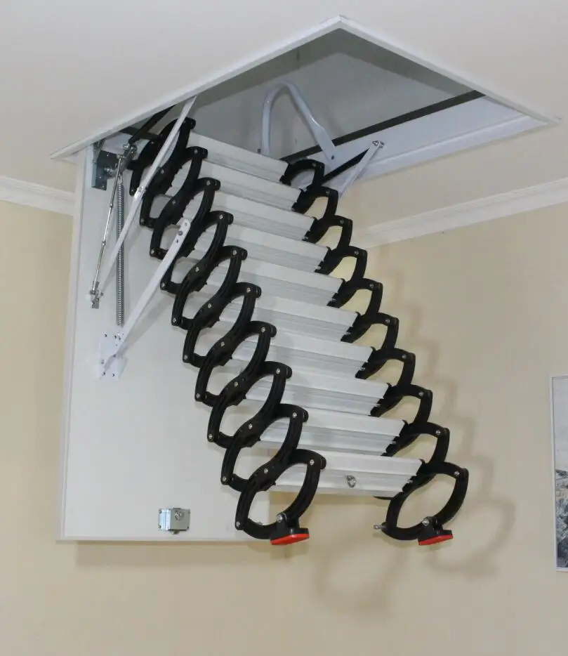 Electric Auto Up/Down Retractable Ladder Titanium Alloy Attic Telescopic Stairs