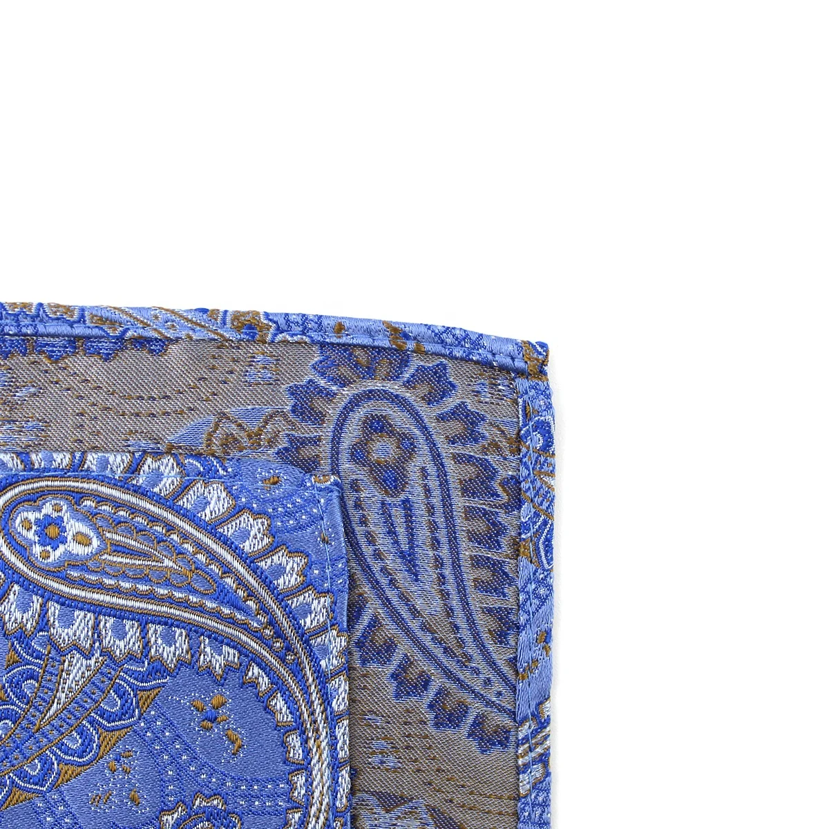 Wholesale Best Gift Novelty Fashion Style Elegant Jacquard Custom Paisley Blue Handkerchief Hand Made 100% Silk Pocket Square