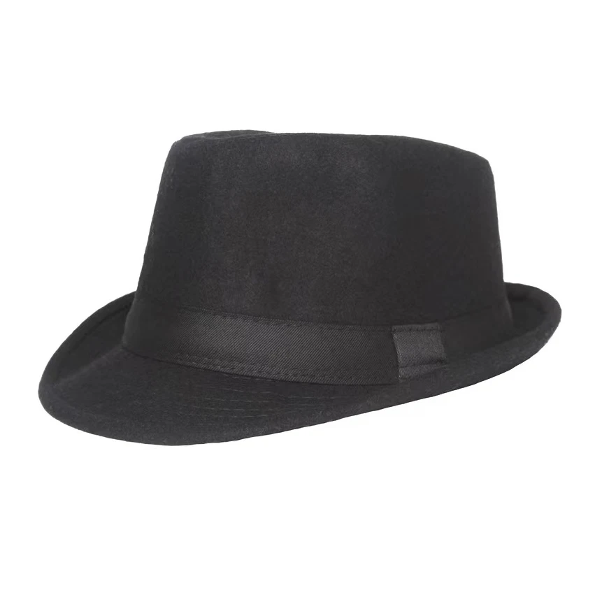 High Quality Custom Logo Men Winter Caps Brim Gentleman Hats Solid Color Fedora Hat